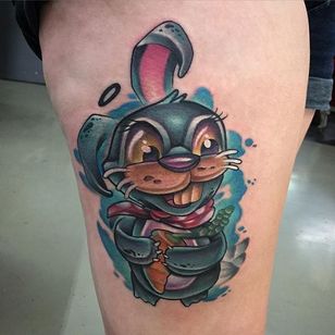 Tatuaje de conejito por Casey Charlton #bunny #bunnytattoo #newschool #newschooltattoo #newschooltattoos #newschoolartist #CaseyCharlton