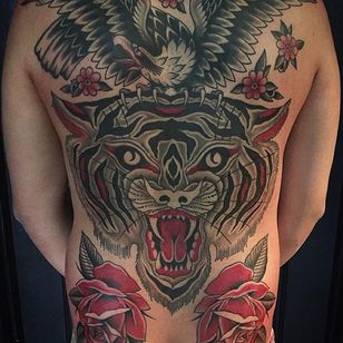 Tiger Eagle Tattoo por Jay Breen #tiger #tigertattoo #traditional #traditional tattoo #oldschool #classictattoos #traditionalartist #JayBreen