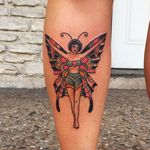 Butterfly lady tattoo by Randy Conner. #traditional #RandyConner #butterfly #lady #woman