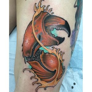 Crab Claw Tattoo by Brandon Collins #crabclaw #crab #seacreature #claw #BrandonCollins