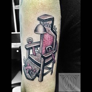 Electric Chair Tattoo by Wild Ones Tattoo #electricchair #chair #execution #WildOnesTattoo