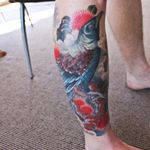 Leg sleeve tattoo by Adam Craft #kiwiana #bird #birdtattoo  #fantail #tui #Pohutukawa #Adam Craft #newzealand