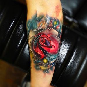 Galaxy Rose Tattoo by Andrés Acosta @Acostattoo #AndrésAcosta #Acostattoo #Rose #Rosetattoo #Rosetattoos #Austin #Galaxy