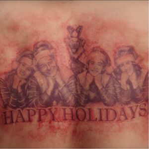James Franco's back tattoo of his in-laws's Holiday greeting card in Why Him? is definitely one for the books. #JamesFranco #fail #fresh #tattooedceleb #WhyHim
