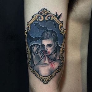 Vampire tattoo by Swan. #Swan #SwanTattooer #neotraditional #neotrad #vampire #victorian