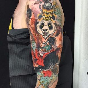 A recent piece by tattooist Wendy Pham, photo from the convention website. #Panda #Asian #Sleeve #InternationalLondonTattooConvention #Peony #WendyPham