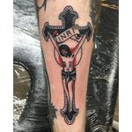 Crucifix Tattoo by Rich Hadley #crucifix #traditionalcrucifix #oldschooltattoo #RichHadley