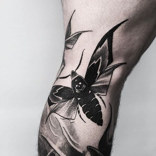 Moth Tattoo by Vladimir Pride #moth #blackwork #blackink #blackworkartist #darkart #blackworkartist #VladimirPride