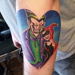 Joker and Harley Quinn Tattoo by Tost Tattoos #Joker #HarleyQuinn #JokerandHarley #JokerTattoo #HarleyQuinnTattoo #Batman #ComicCouples #ComicTattoo #DC #TostTattoos