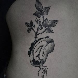 Sprout tattoo by Yara Floresta #YaraFloresta #monochrome #blackwork #dotwork #linework #nature