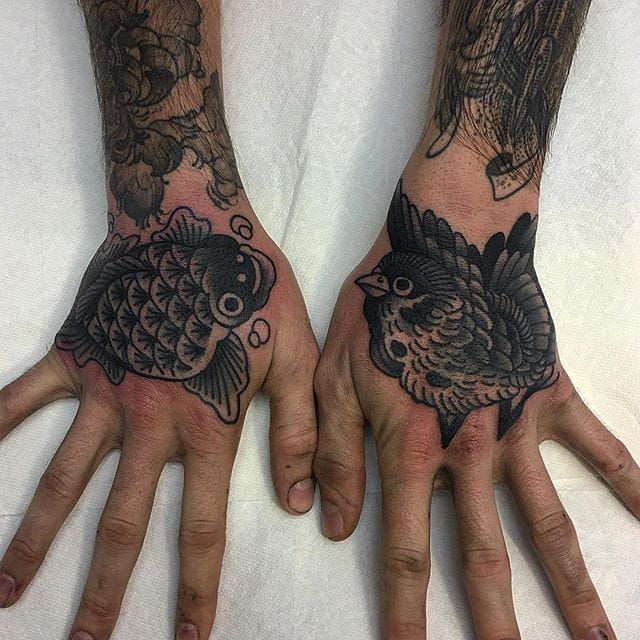 Koi Fish with Freehand Waves Matt Zimmerman Dragon Hand Tattoo Palm Bay  FL  rtattoos