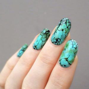 Turquoise by Lady Crappo (via IG-ladycrappo) #nailart #artist #art #turquoise #natural #ladycrappo