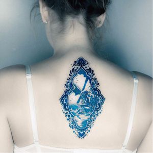 Deft blue windwill tattoo by Bitch Wedding #delftblue #delftporcelain #porcelain #blueink #BitchWedding #windmill