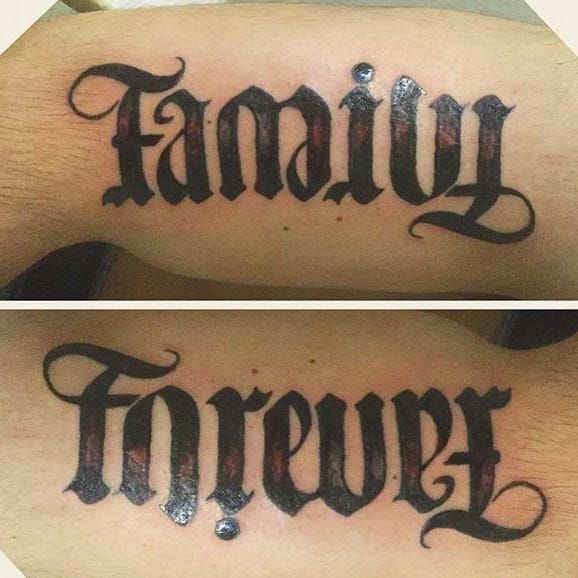 Ambigram style  Family Forever Tattoo  Ambigram tattoo Tattoo  lettering alphabet Tattoo lettering