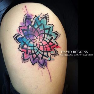 Watercolor Mandala Tattoo by David Boggins #watercolor #watercolormandala #watercolortattoo #mandala #mandalatattoo #mcolormandala #DavidBoggins