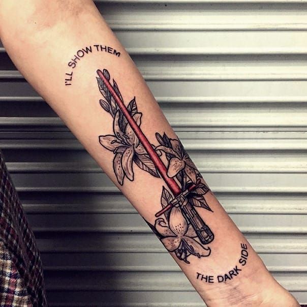 Darth Maul lightsaber tattoo  Lightsaber tattoo Star wars tattoo Small  tattoos