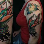 Mudra hand tattoo by Imrich Kovacs #ImrichKovacs #traditional #mudra #hand #lotus #india