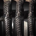 Stunning sleeve tattoo by @Garaskull #skeleton #black #blackwork #xray #sleeve #bones