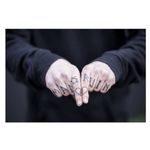 Knuckle tattoos by Taiom #Taiom #knuckle #conceptual #lettering #split #brokenheart #mansruin