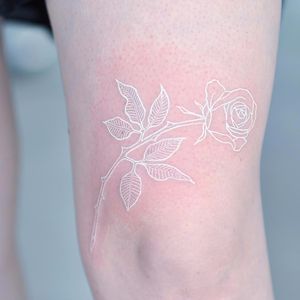 Minimal rose by Mirkosata #Mirkosata #linework #whiteink #rose #flower #leaves #thorns #nature #minimal #tattoooftheday