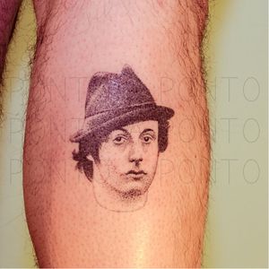 Rocky tattoo by Ponto Tattoo #PontoTattoo #dotwork #pointillism #small #rocky #portrait