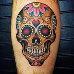 Sugar Skull Halloween Tattoo by Rob Fraser @Robleefraser #Sugarskull #Dayofthedeadtattoo #Halloween #Halloweentattoo