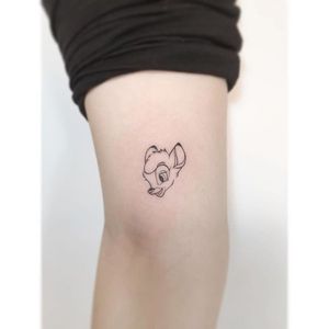 Bambi tattoo by playground_tat2 on Instagram. #microtattoo #minimalist #subtle #bambi #waltdisney #disney #deer #fawn