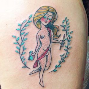 Pretty tattoo by Nicoz Balboa #NicozBalboa #illustrative #nakedwoman