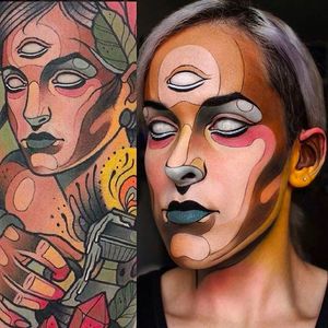Neotraditional tattoo-inspired Makeup Art by Pompberry @Pompberry #Pompberry #Makeup #Art #PompberryMakeupArt #neotraditional #girl