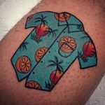 Hawaii shirt tattoo by Andrew Mongenas. #AndrewMongenas #partyshirt #hawaiianshirt #dadshirt #shirt #hawaiian #traditional #alohashirt #palm #orange #AndrewMongenas