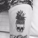 Bart Simpson Pineapple Skull by Liz Kim #pineapple #bartsimpson #skull #blackwork #linework #lizkim