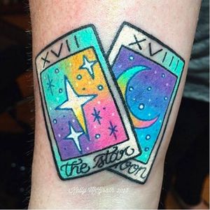 Tarot cards tattoo by Kelly McGrath #KellyMcGrath #tarot #star #moon