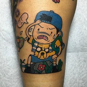 Chibi character tattoo by @Youngkillkim #HybridInk #YoungKillKim #Neotraditional #NeotraditionalTattoo #Cartoon #Cartooncharacters #Chibi #Cartoontattoo