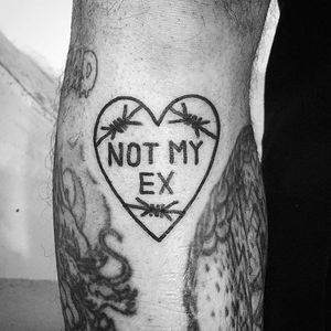 Definitely not his ex tattoo by Magic Rosa. #themagicrosa #MagicRosa #ignorant #linework #bold #witty #heart