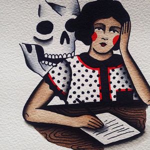 Letters via instagram katya_krasnova #flashart #flashtattoo #morbid #skull #letter #girl #fineart #artshare #KatyaKrasnova #traditionalinspired #painting #FlashFriday