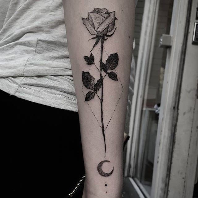 Arm Blackwork Rose tattoo at theYoucom