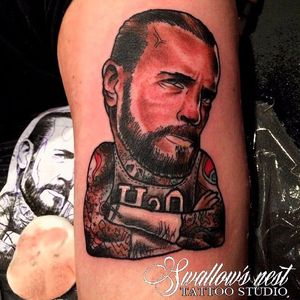 CM Punk Tattoo by Swallows Nest Tattoo Studio #CMPunk #WWE #Wrestling #portrait #SwallowsNestTattooStudio