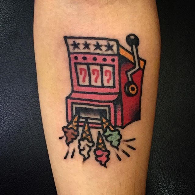 Make your own luck slot machine by Andy at Three Kings Tattoo in Brooklyn  NY  rtattoos