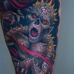 Awesome looking tattoo of a nasty creature, very cool detail work by Peter Lagergren. #neotraditional #details #peterlagergren #PeterLagergren