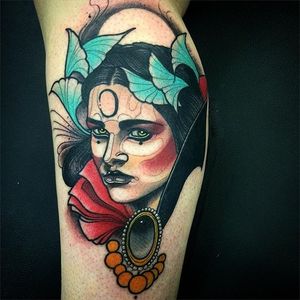 Neo trad lady tattoo by Jeff Snow. #neotraditional #woman #decorative #neotradlady #JeffSnow