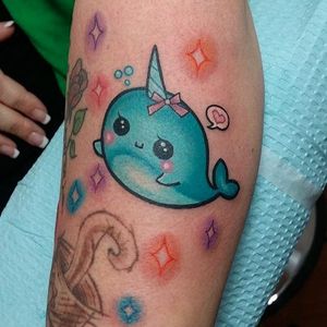 Narwhal tattoo by Brittany Lively. #narwhal #cute #chibi