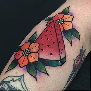 Melon Tattoo by Sam Cole #melon #fruit #traditional #filler #SamCole