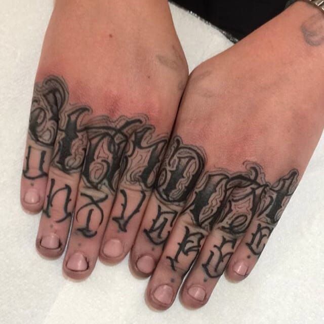 Tattoo uploaded by Xavier  Lettering tattoo by tearsink on Instagram  handstyle knuckle lettering script letter type  Tattoodo