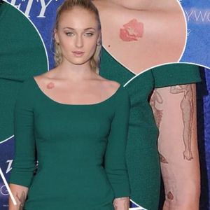 Turner's left forearm tattoos :) pic by: Getty Images #gameofthrones #pinupgirls #sophieturner #forearmtattoos