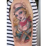 Captain pin-up tattoo by Dani Green #DaniGreen #newschool #pinupgirl #captain #sailor