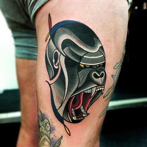 Gorilla Tattoo by Mike Boyd #abstract #cubism #moderntattooing #MikeBoyd #gorilla