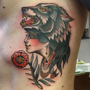 Wolf Cowl Tattoo by Tobias Debruyn #wolfcowl #cowltattoo #traditional #traditionaltattoo #traditionaltattoos #oldschool #classictattoo #oldschooltattoos #boldtattoos #TobiasDebruyn