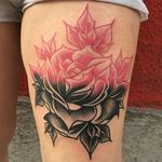Red Ink Flower Tattoo by Igor Gama #redink #redtattoos #red #IgorGama #flower #flowertattoo #redinktattoo