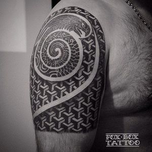Geometric tattoo by Alexey Rebrunov #AlexeyRebrunov #geometric #ornamental #dotwork #blackwork