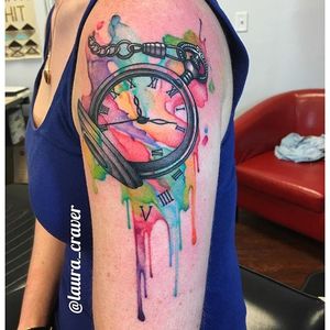 @laura_craver #ladytattooers #watercolor #color #pocketwatch